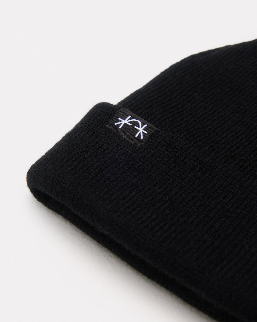 Black Plain Knit Beanie Hat